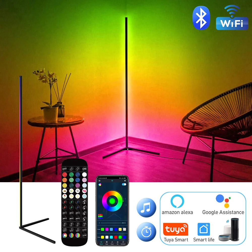 Dimmable RGB Corner Floor Lamp – Smart LED Mood Light (140cm)