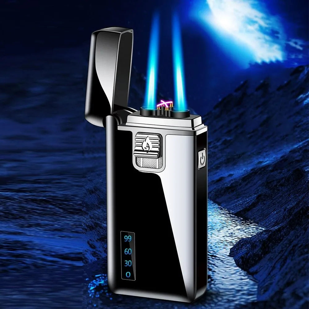 Double Jet Flame & Dual Arc Electronic Lighter – 2-in-1 Rechargeable