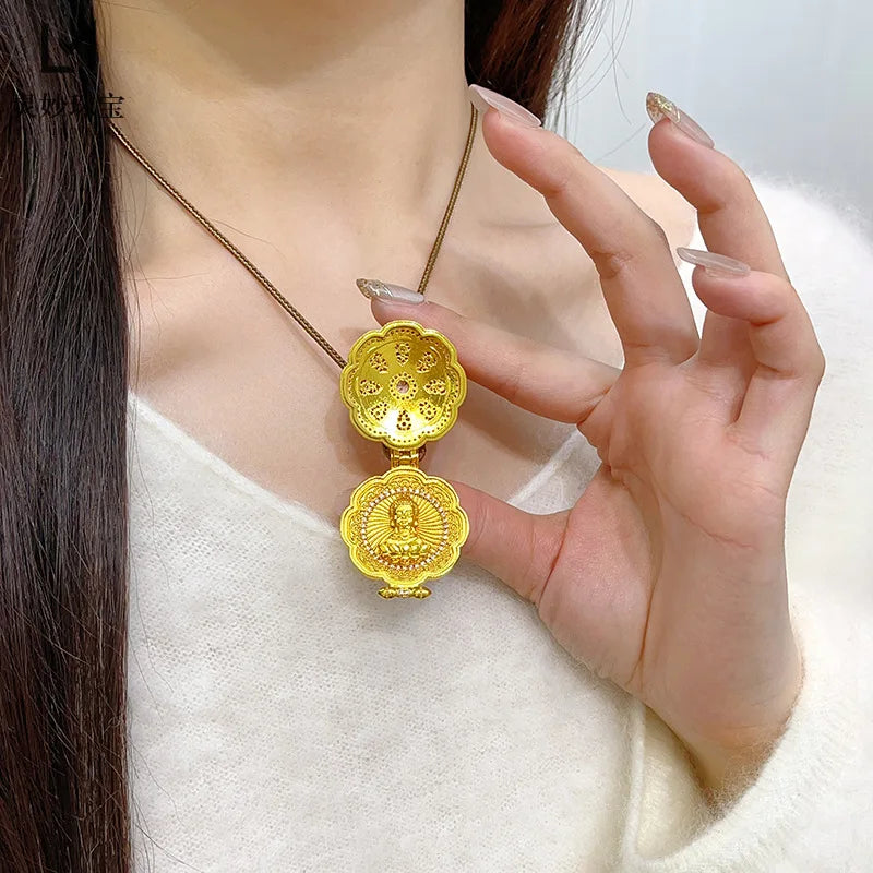24K Real Gold Sand Dot Pendant – Classic Elegance, Timeless Craft