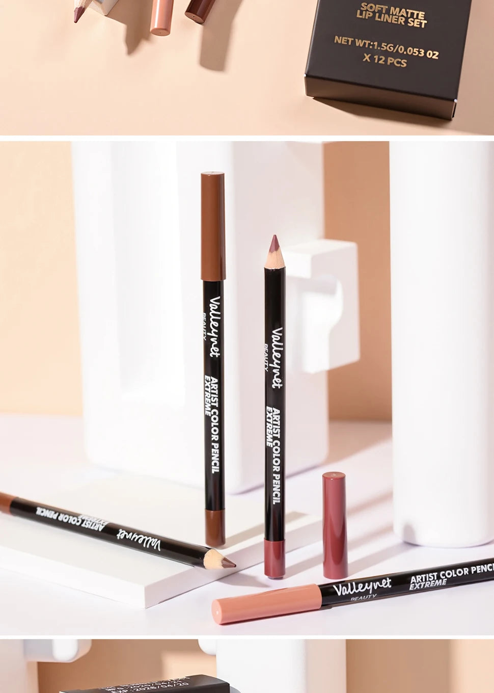 12pcs Matte Silky Lip Liner Set ✨