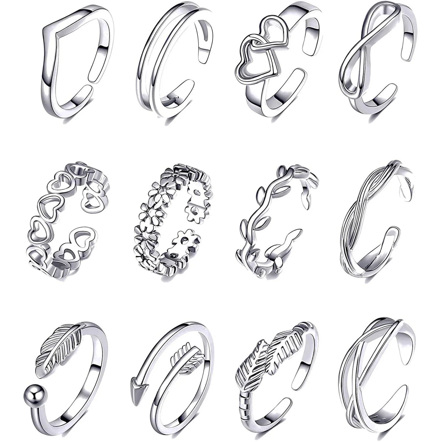 Adjustable Toe Ring Set – 7/10/12pcs Gold & Silver Summer Jewelry