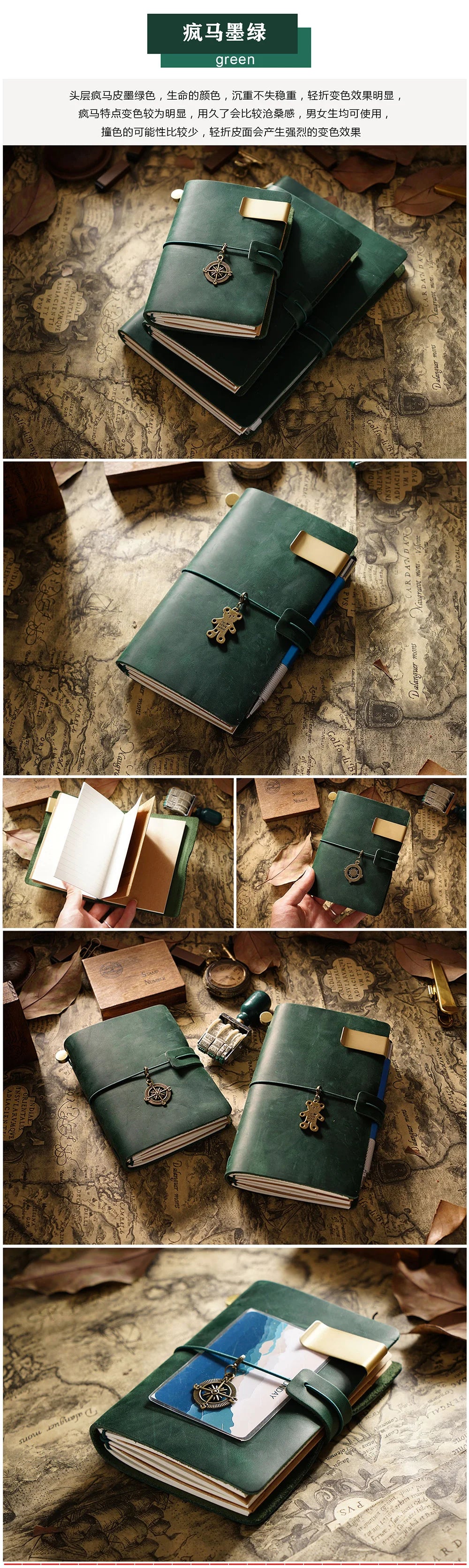 Handmade Genuine Leather Notebook – Vintage Cowhide Diary, Journal & Travel Planner Cover