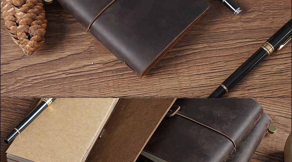 Genuine Leather Refillable Travel Journal – Handmade Retro Diary & Sketchbook