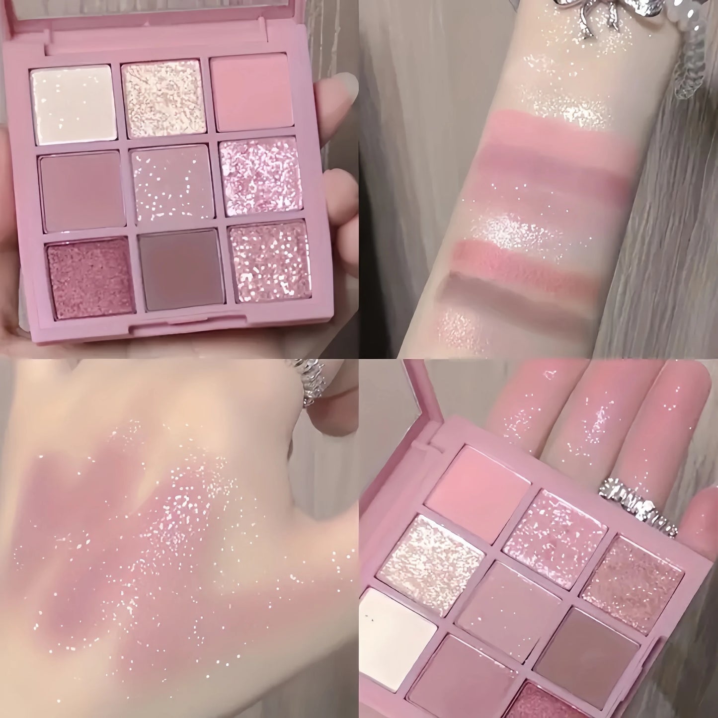 9-Color Smokey Eyeshadow Palette – Matte, Glitter & Pearl Finishes