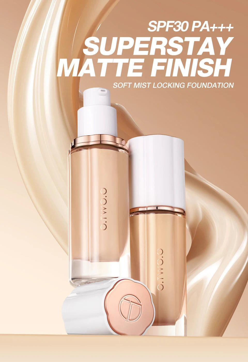 O.TWO.O Liquid Foundation Cream – High Coverage, SPF30 & Waterproof Base (30ml)