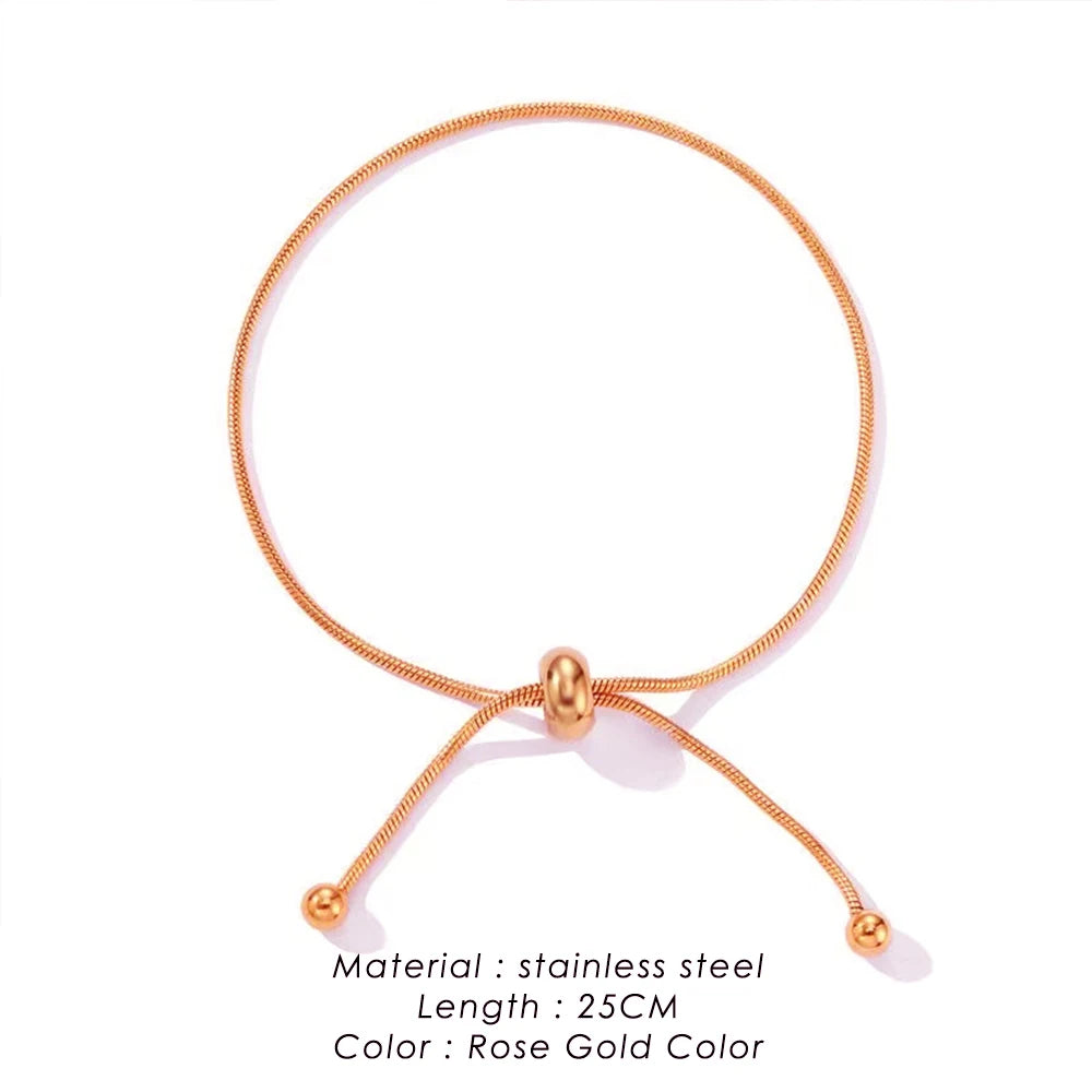 Adjustable Stainless Steel Anklet – Women’s Round Snake Chain Bracelet (30cm)