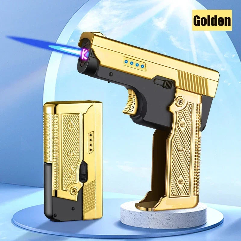 Windproof Gas-Electric Plasma Lighter – USB Type-C Rechargeable Folding Gun-Shaped Torch