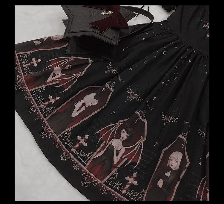 Dark Gothic Devil Print Lolita Dress