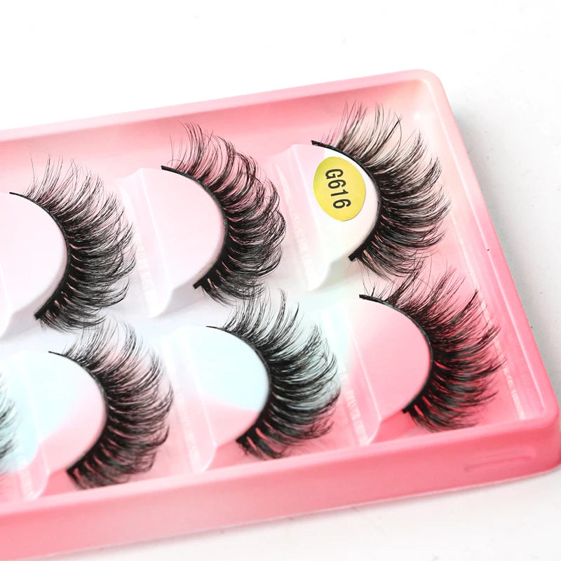 False Eyelash Kit – 3/5 Pairs Fluffy Mink Lashes with Tweezer & Brush