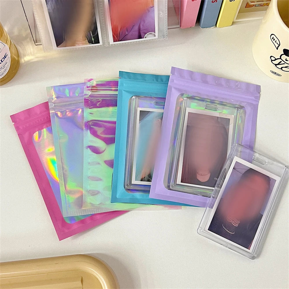 10pcs Holographic Smell-Proof Mylar Bags – Resealable Ziplock Pouches