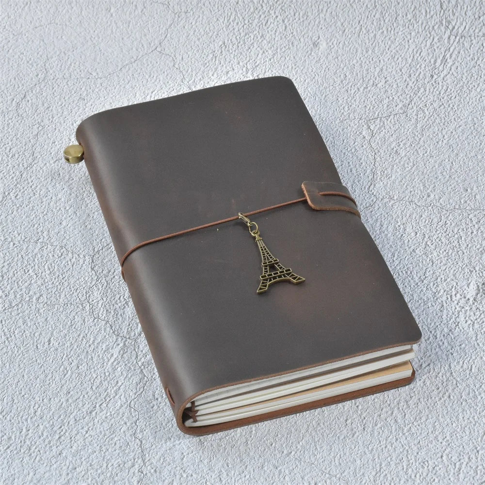 Genuine Leather Refillable Travel Journal – Handmade Retro Diary & Sketchbook