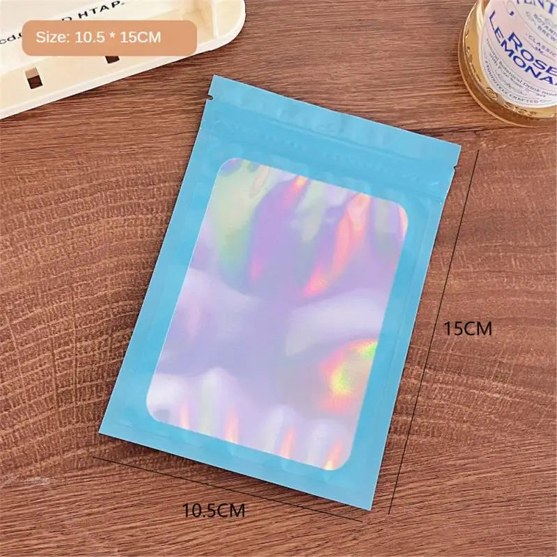 10pcs Holographic Smell-Proof Mylar Bags – Resealable Ziplock Pouches