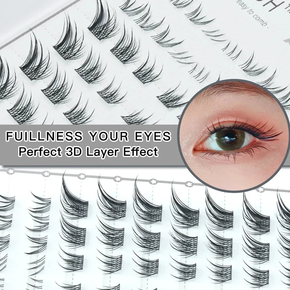 Individual Cluster Eyelashes – C Curl, 3D Mink Style, Wispy & Fluffy
