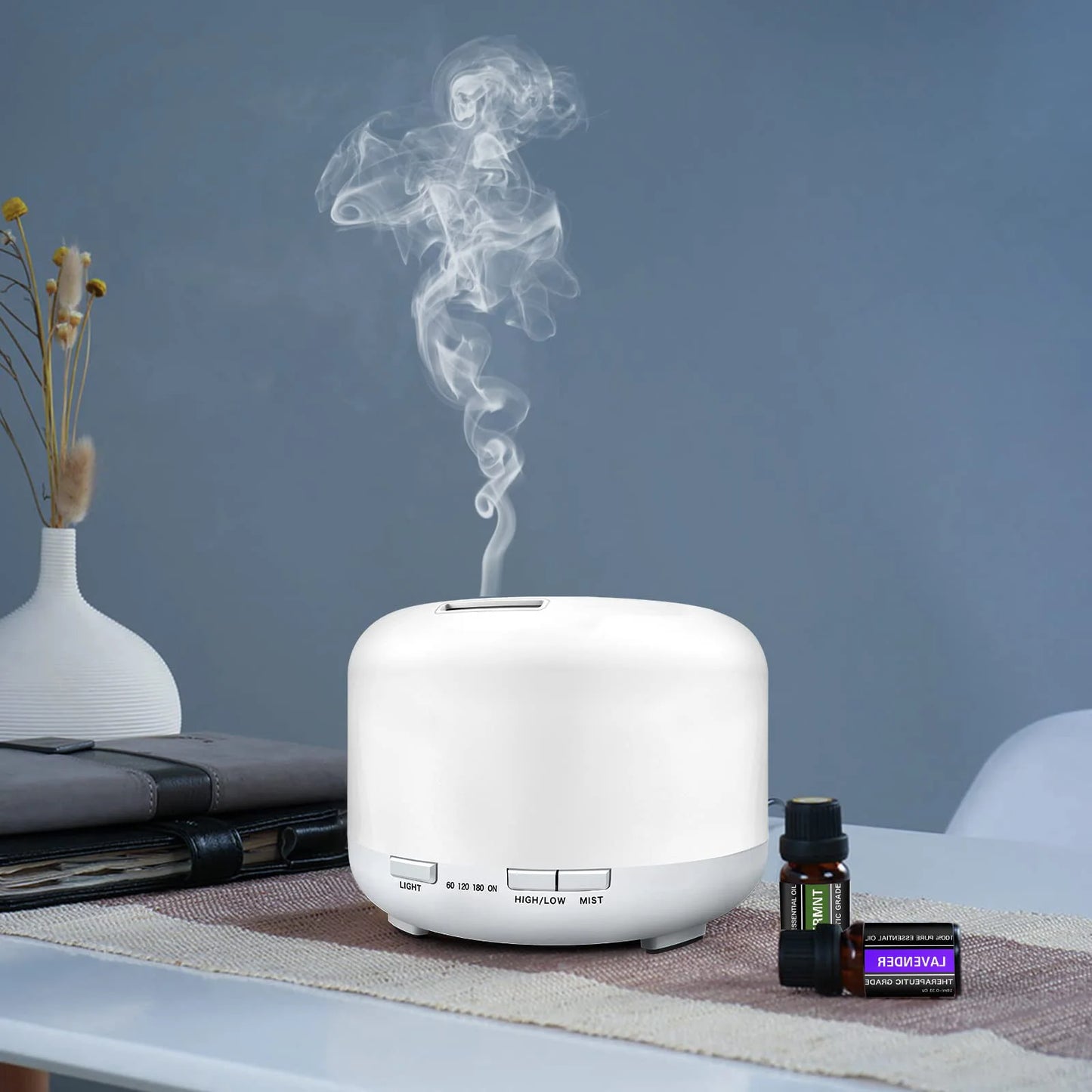 500ml Aromatherapy Oil Diffuser with 6-Bottle Essential Oil Set – Relaxing LED Aroma Humidifier
