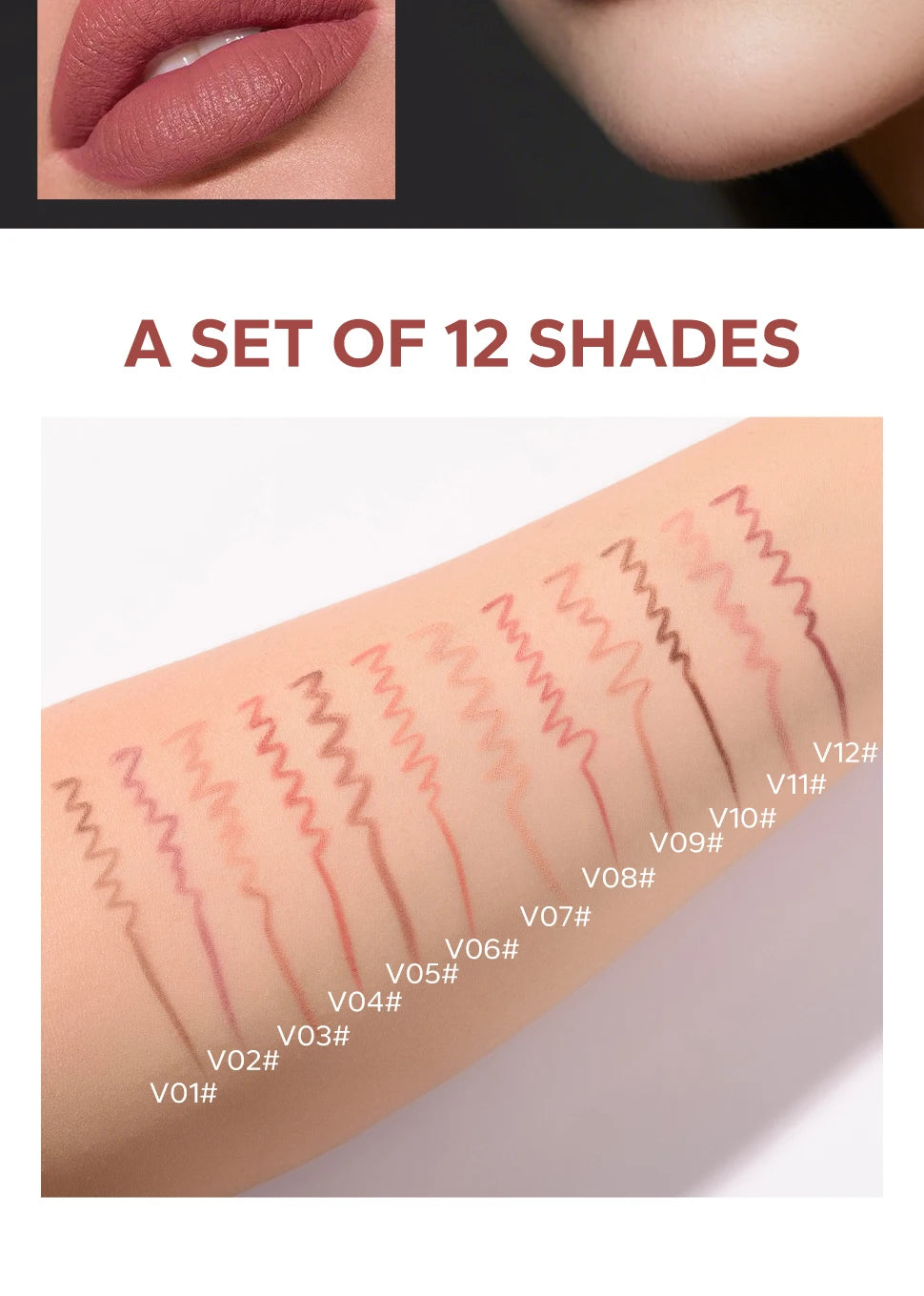 12pcs Matte Silky Lip Liner Set ✨
