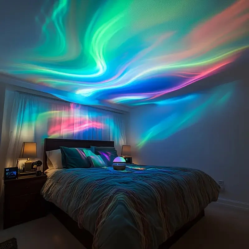 Aurora Borealis Starry Sky Projection Light – LED Night Light with Remote Control & 7 Lighting Effects