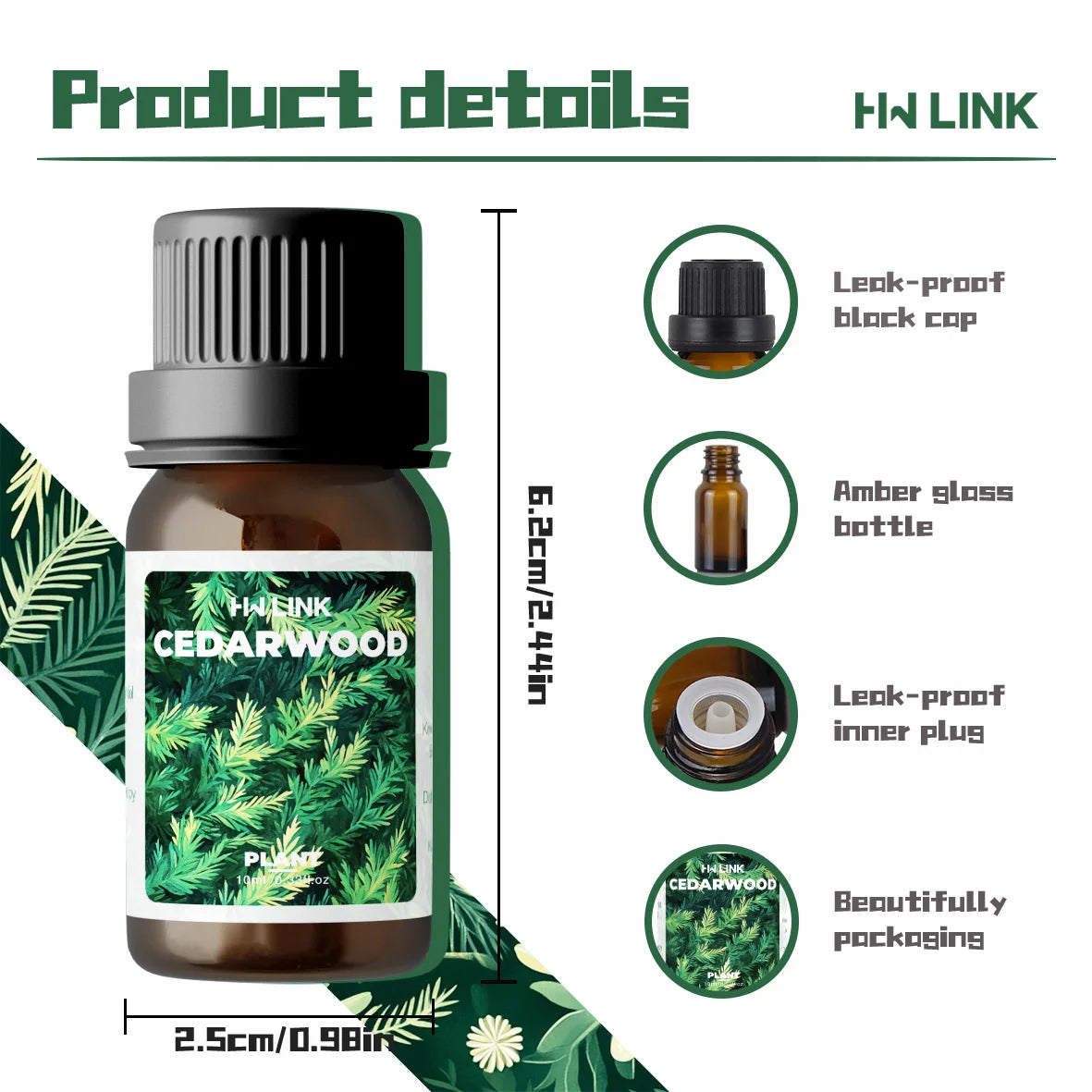 Pure Cedarwood Essential Oil – 100% Natural Aromatherapy Oil for Hair, Skin, Massage & Diffusers (10ml)