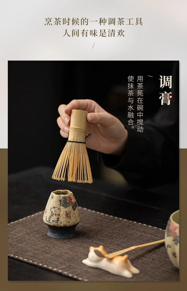 Japanese Matcha Tea Set – 2–8pcs Bamboo Whisk & Ceramic Bowl Gift Box