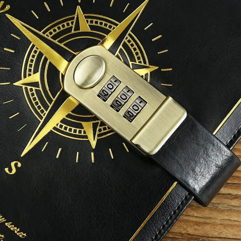 A5 Retro Password Lock Notebook – 200 Sheets Creative Thickened Diary & Stationery