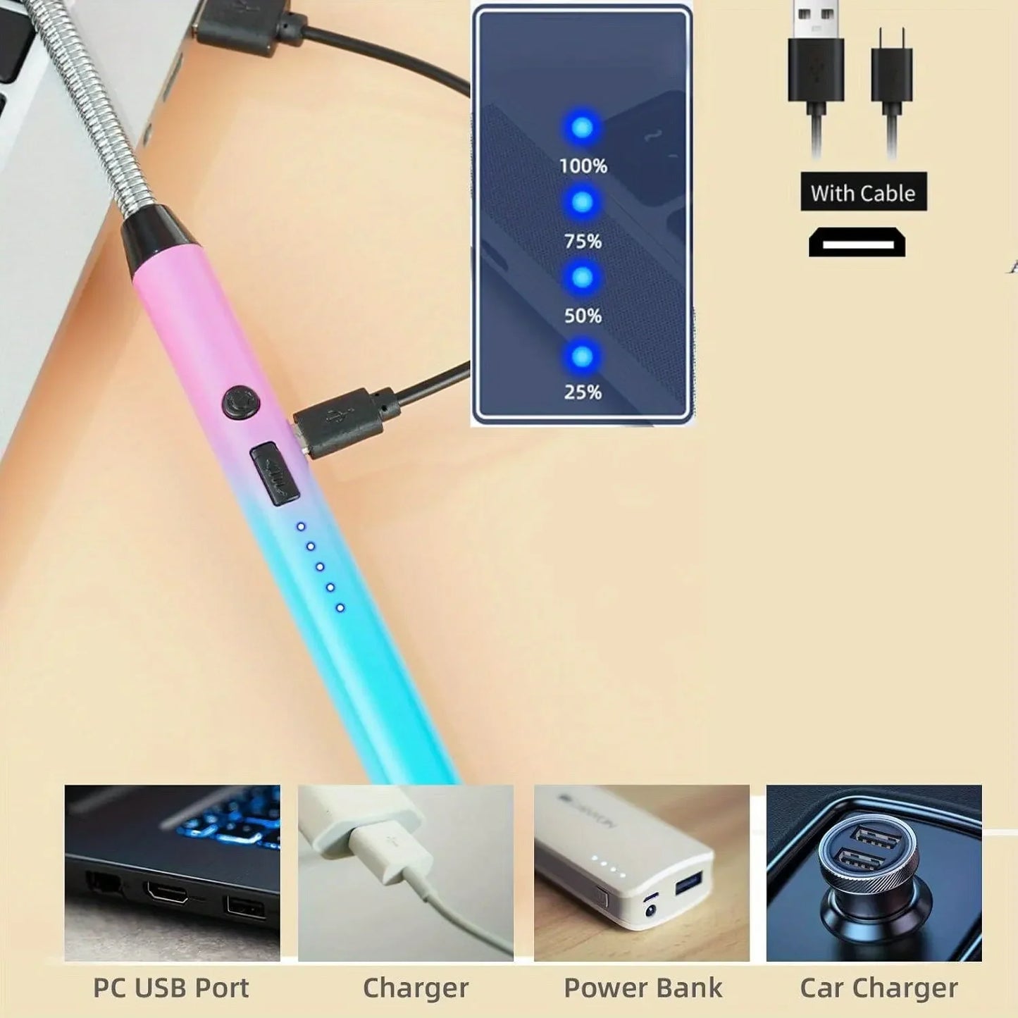3PCS USB Rechargeable Electric Lighter Set – LED Display & 360° Rotation