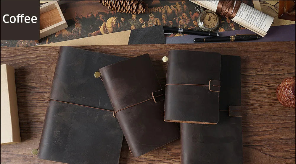 Genuine Leather Refillable Travel Journal – Handmade Retro Diary & Sketchbook