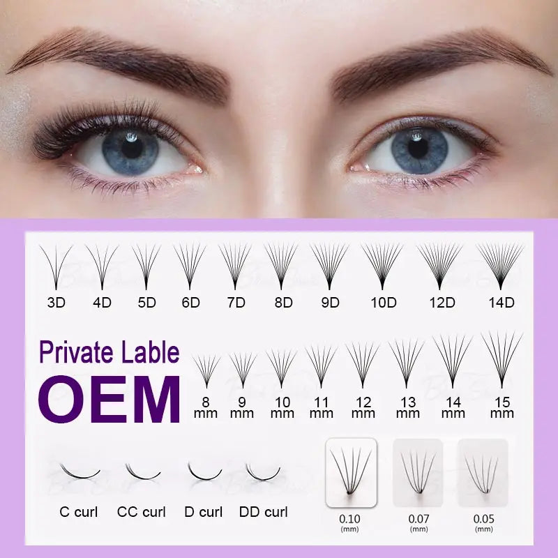 Premade Volume Lash Fans – 3D–20D D Curl (8–15mm)
