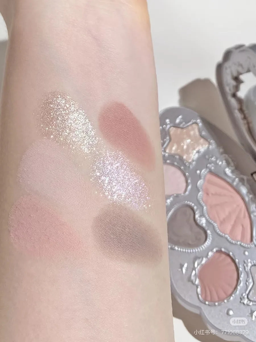 Flower Knows Shell Pearl Eyeshadow Palette โ 6 Dreamy Shades, Endless Glow