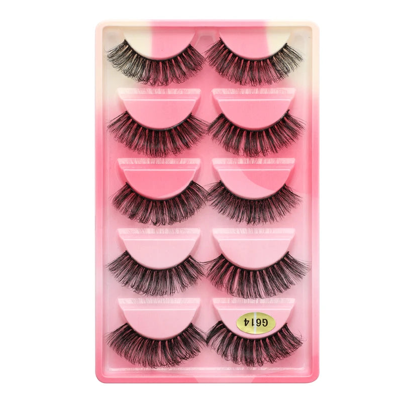 False Eyelash Kit – 3/5 Pairs Fluffy Mink Lashes with Tweezer & Brush