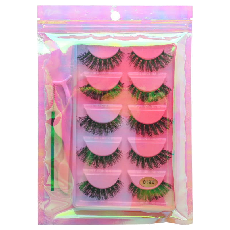 False Eyelash Kit – 3/5 Pairs Fluffy Mink Lashes with Tweezer & Brush