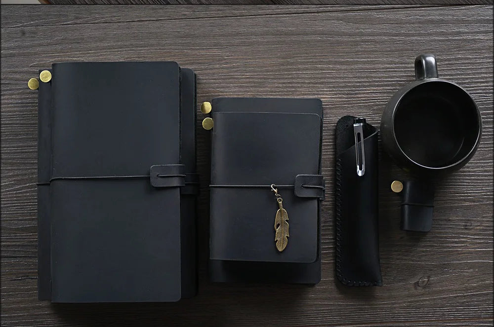 Genuine Leather Refillable Travel Journal – Handmade Retro Diary & Sketchbook