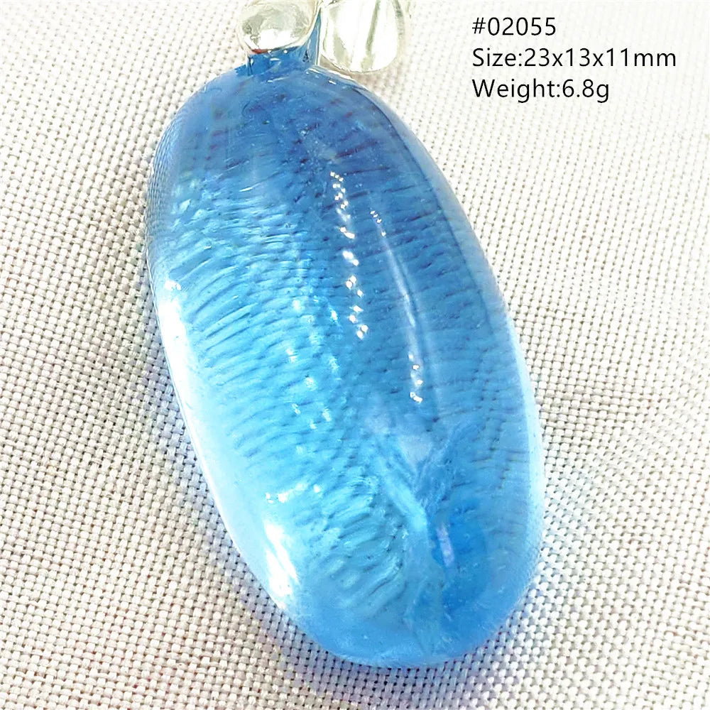 Natural Blue Topaz Quartz Pendant Necklace – Oval Healing Stone Jewelry
