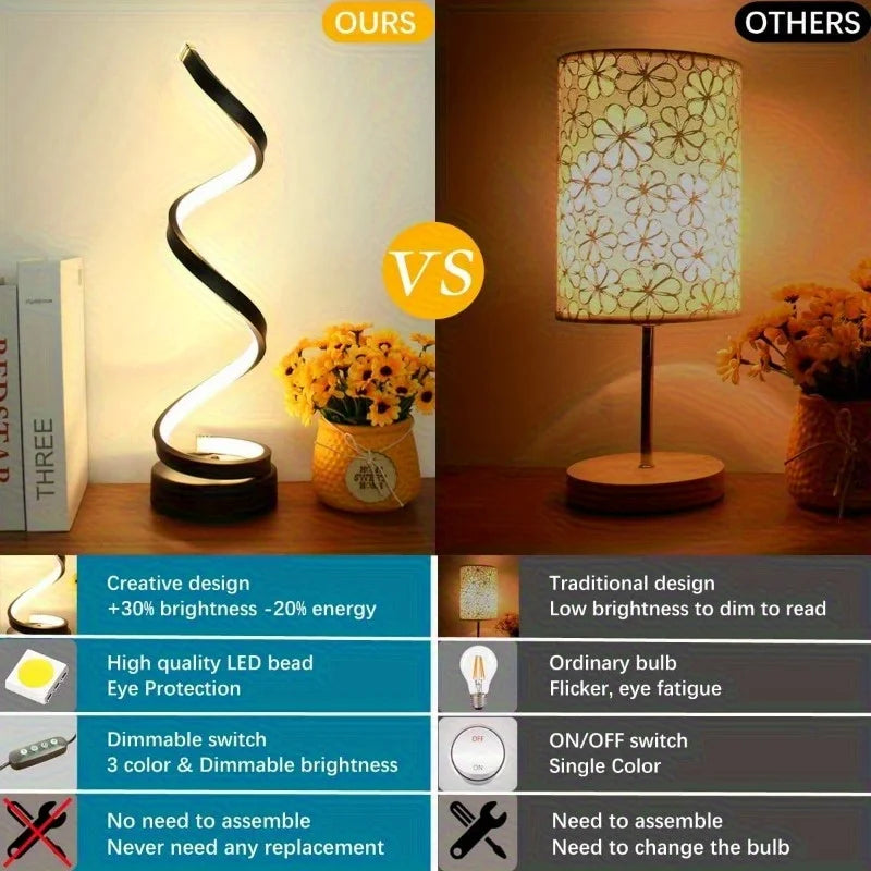 Classic Spiral LED Table Lamp – Modern Minimalist Design