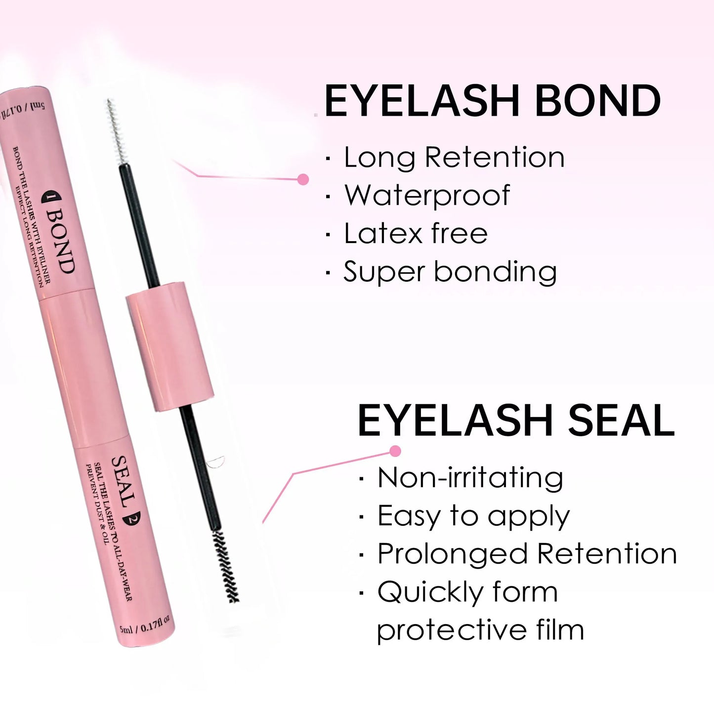 Lash Bond & Seal Kit – Strong Hold Glue, Sealant, Remover & Tweezers for Individual Lash Extensions (10ml + 5ml)