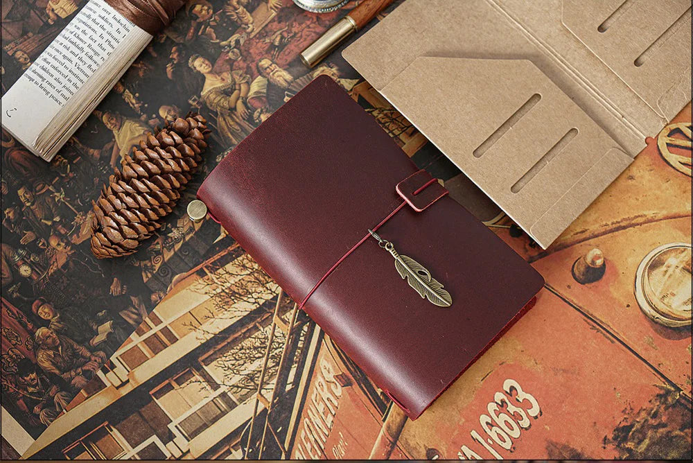 Genuine Leather Refillable Travel Journal – Handmade Retro Diary & Sketchbook