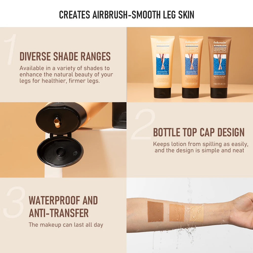 Waterproof Body & Leg Makeup Lotion – Medium Bronze Foundation Cream (118g)