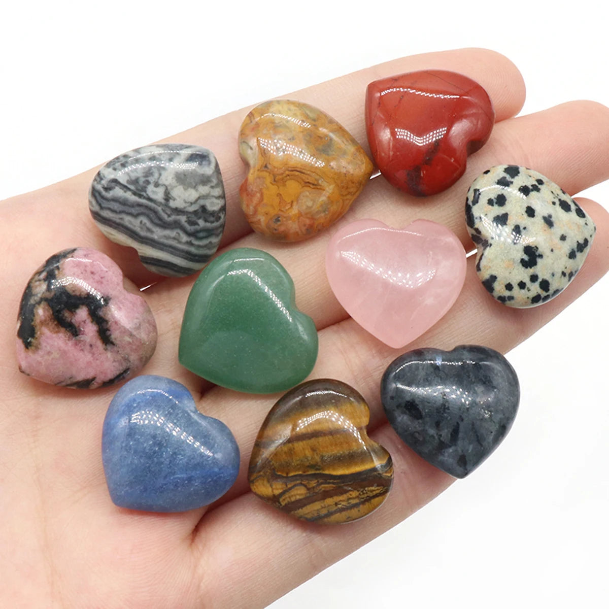 Natural Stone Heart Crystals – Rose Quartz, Amethyst & Gemstone Ornaments
