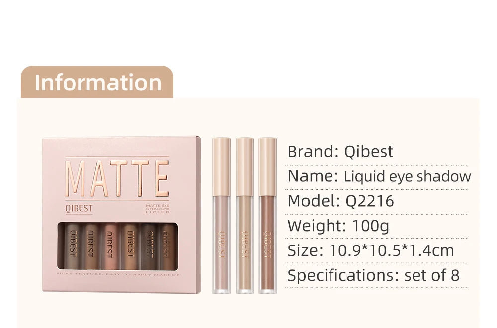 8pcs Liquid Eyeshadow Stick Set – Brown & Coffee Tones
