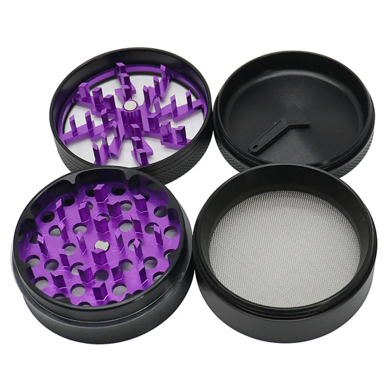 63mm Aluminum Alloy Grinder – 4-Layer Metal Herb & Spice Crusher with LED Lighting (5 Colors)