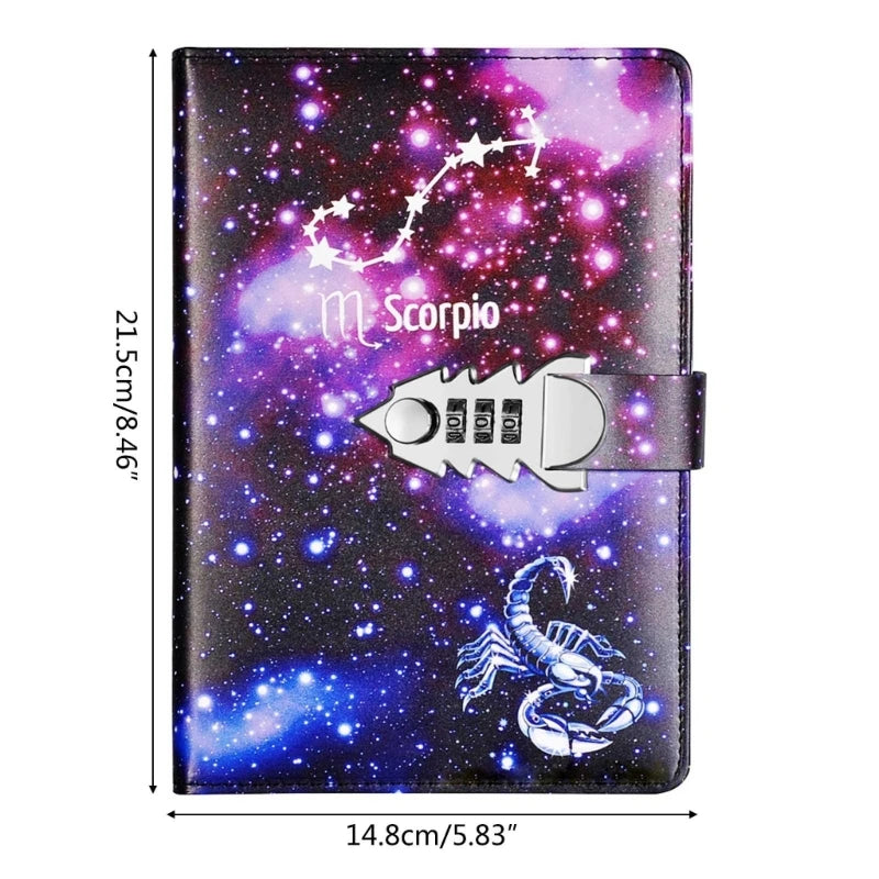 A5 Locking Journal – Digital Password Notebook with Combination Lock & Constellation Design