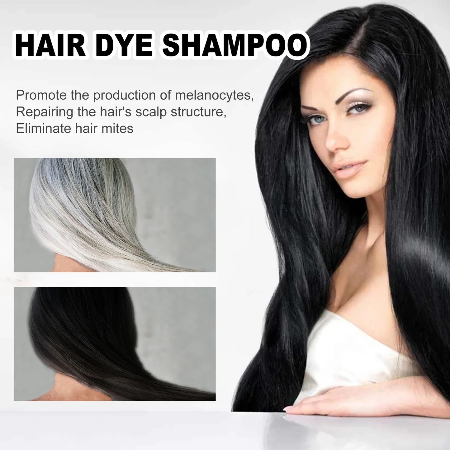 EELHOE 100ml Natural Plant Hair Dye Shampoo – 3-in-1 Grey Coverage for Men & Women