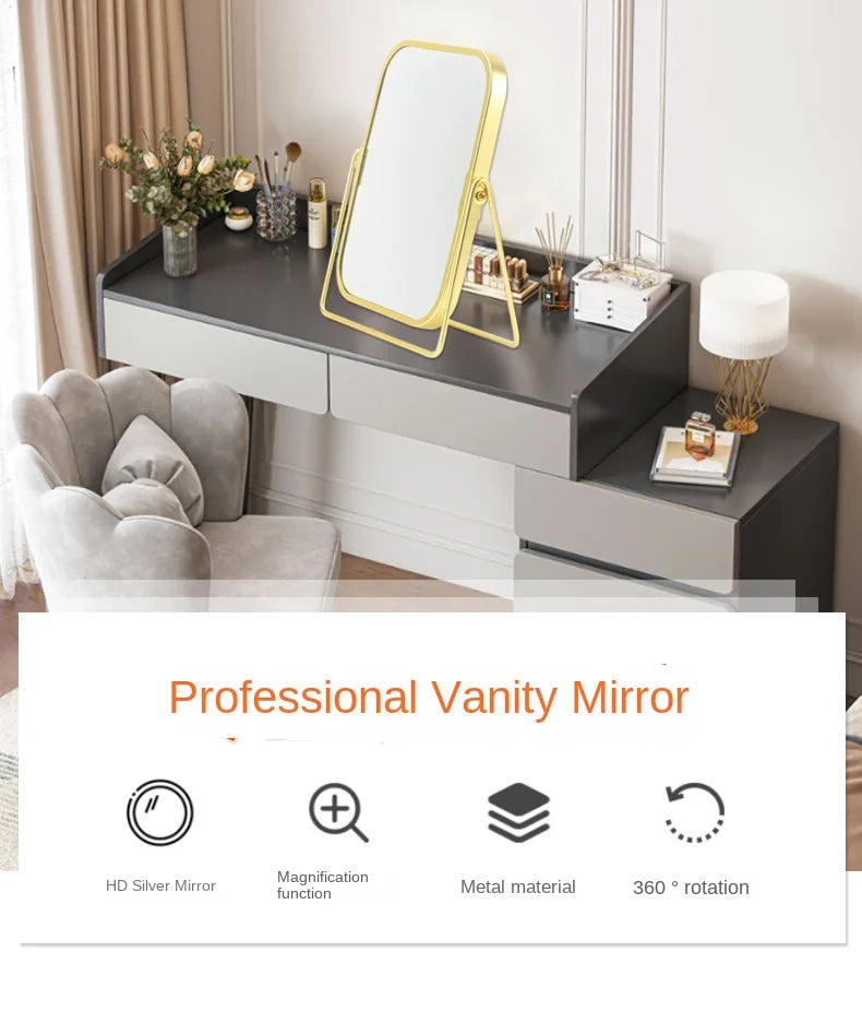 Dual-Sided Square Tabletop Makeup Mirror