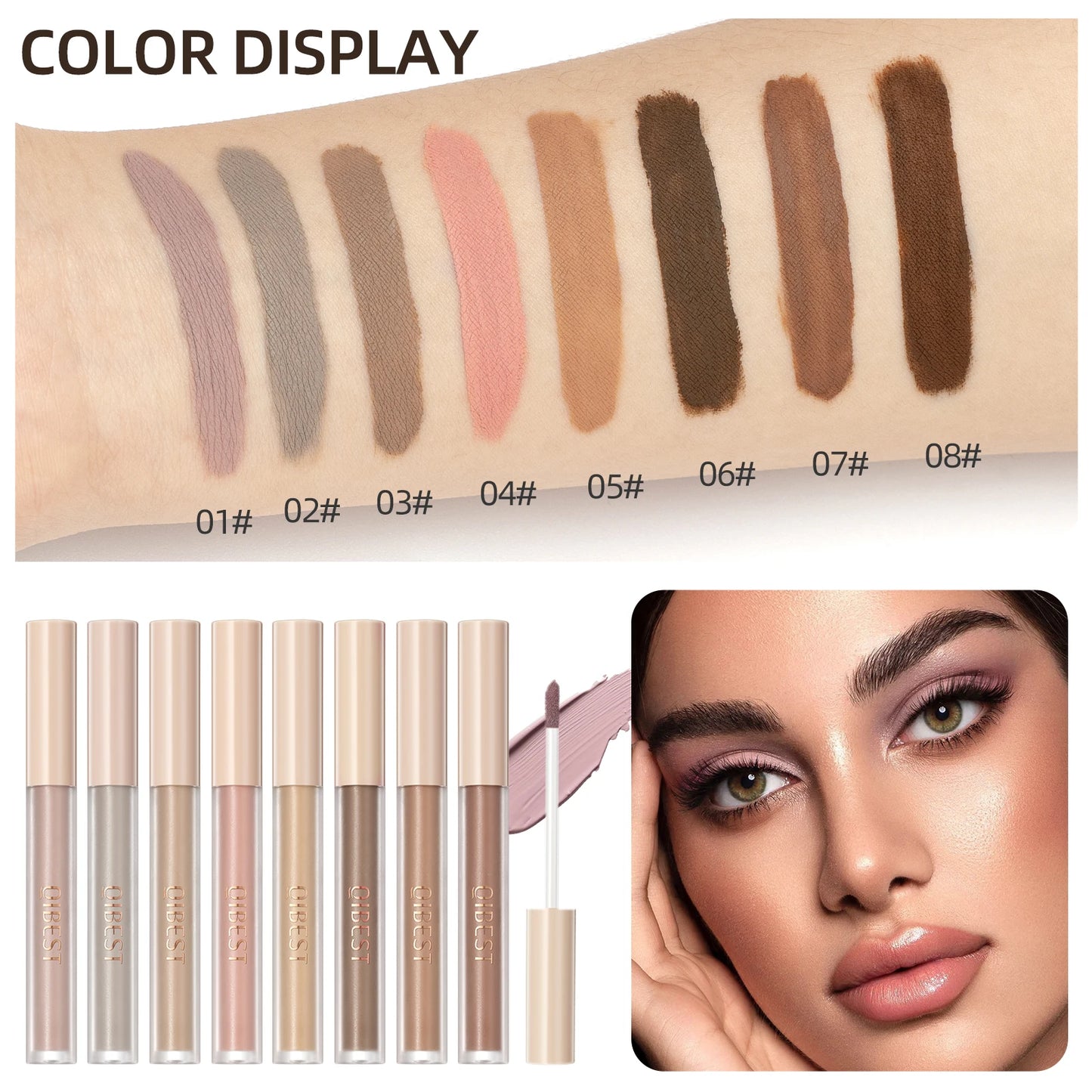 8pcs Liquid Eyeshadow Stick Set – Brown & Coffee Tones
