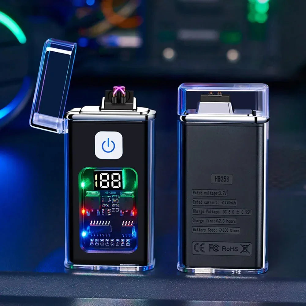 USB Rechargeable Electric Lighter – Windproof Dual Arc Plasma Fire Starter for Outdoors & Everyday Use