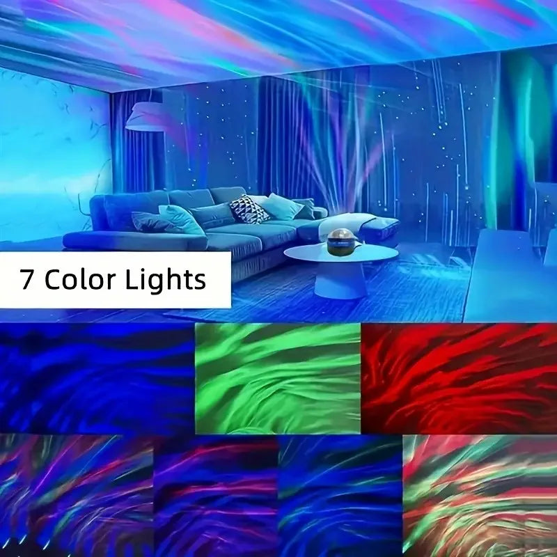 Aurora Borealis Starry Sky Projection Light – LED Night Light with Remote Control & 7 Lighting Effects