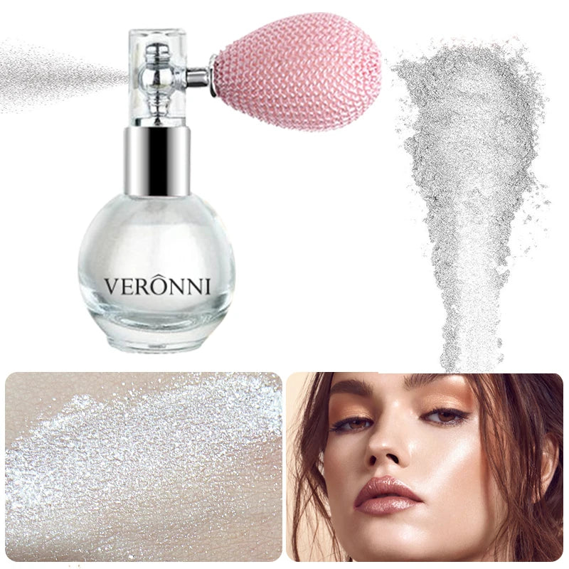 6-Color Diamond Highlighter Powder Spray – Waterproof Glitter Body & Face Bronzer (63.6g)