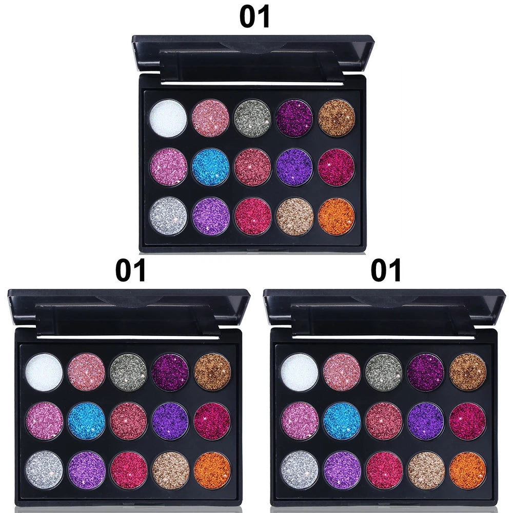 15-Color Glitter Eyeshadow Palette – Dazzling Gold Scallion Powder Tray