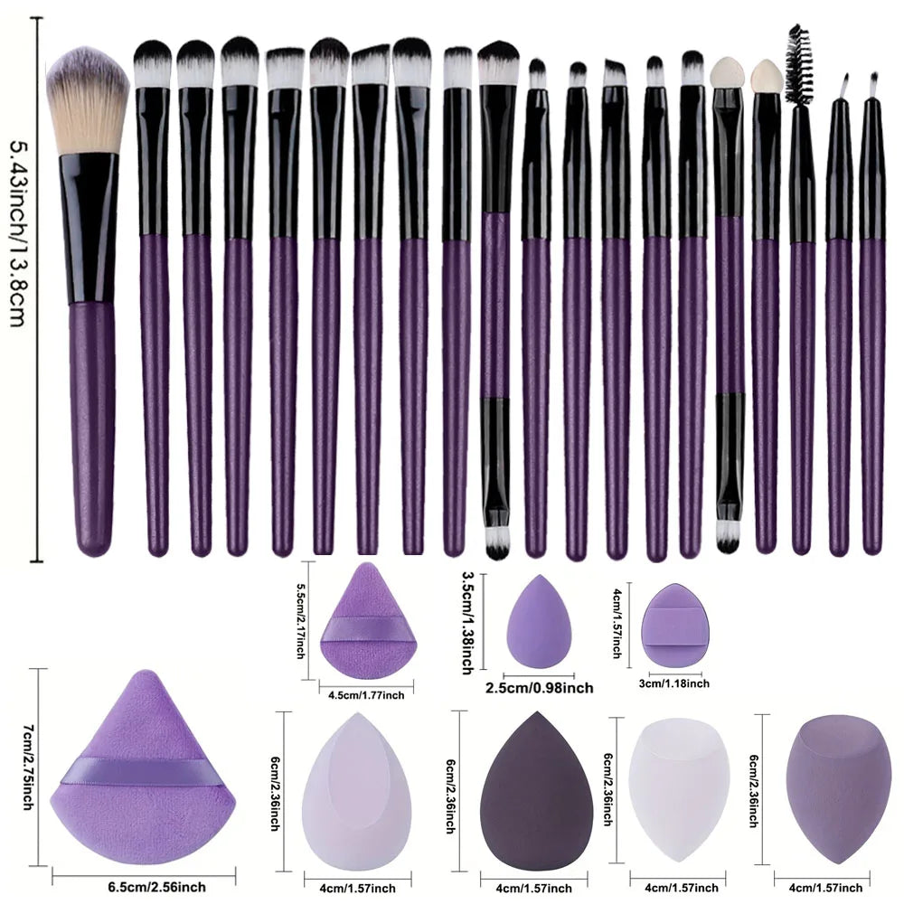 8/20-Piece Eye Makeup Brush Set – With Optional Sponges & Puffs