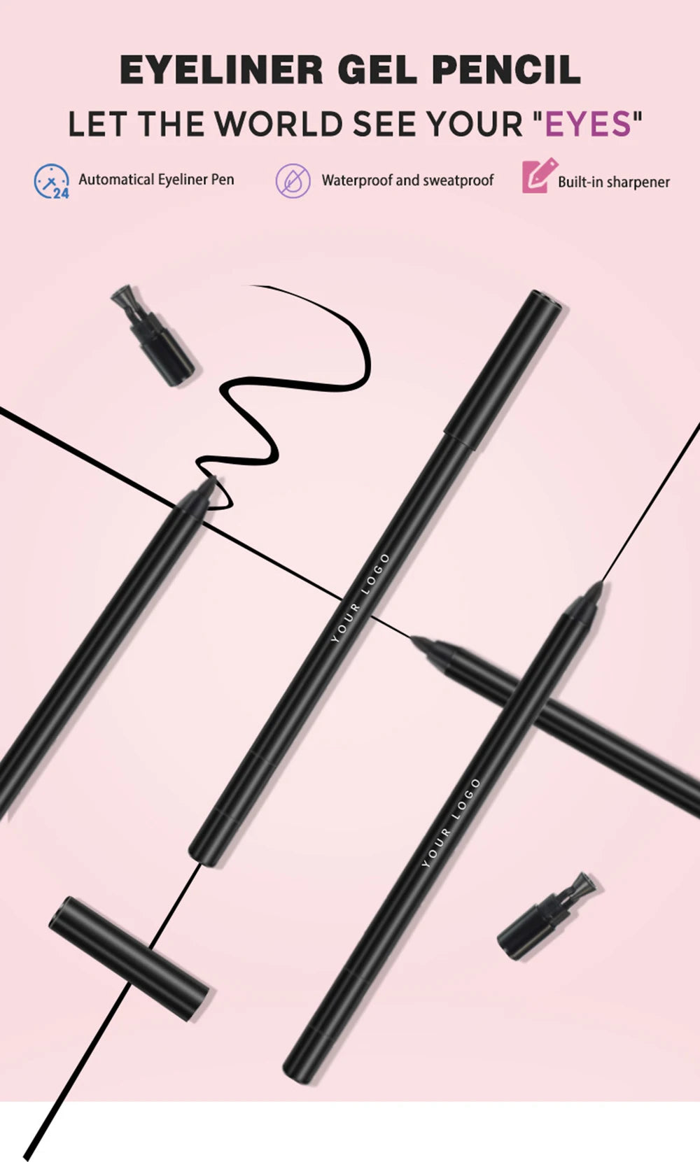 6.5g Waterproof Eyeliner Pencil – Built-in Sharpener, Long-Lasting Formula