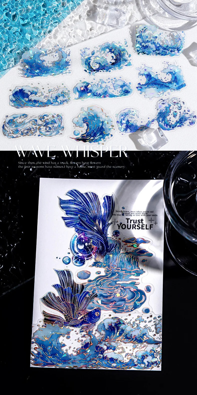 20pcs Kawaii “Boundless Waterspeak” Stickers – Dreamy Decor for Your Journal