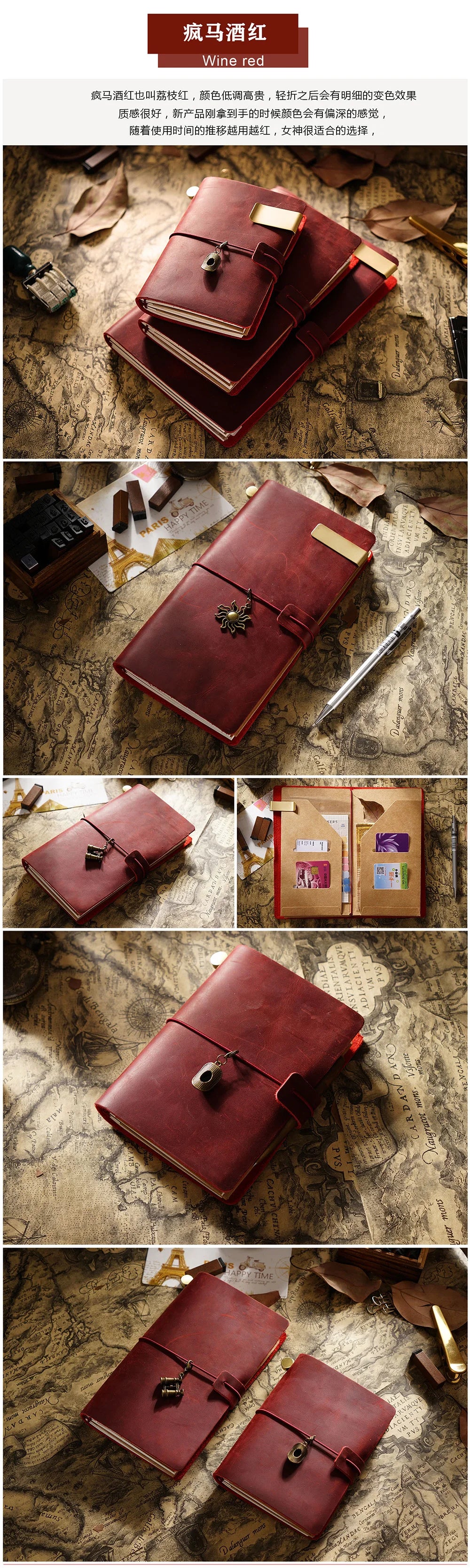 Handmade Genuine Leather Notebook – Vintage Cowhide Diary, Journal & Travel Planner Cover
